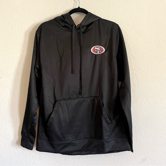 NWT San Francisco 49ers Dunbrooke black fleece pullover hooded sweater Medium - Picture 1 of 12